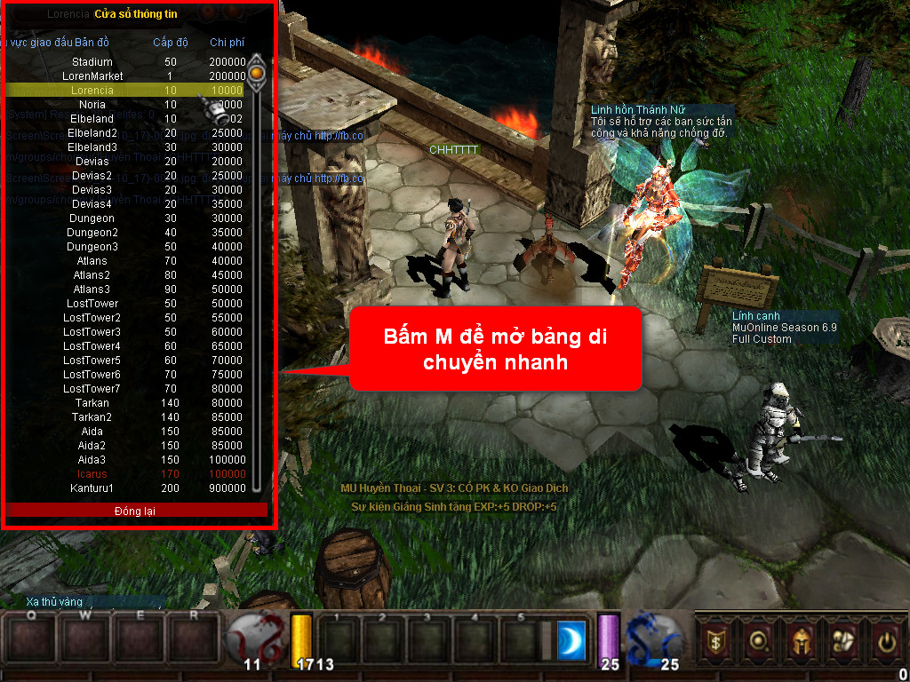 Chức năng chính của Game MU Minh Long Chức năng chính của Game MU Minh Long